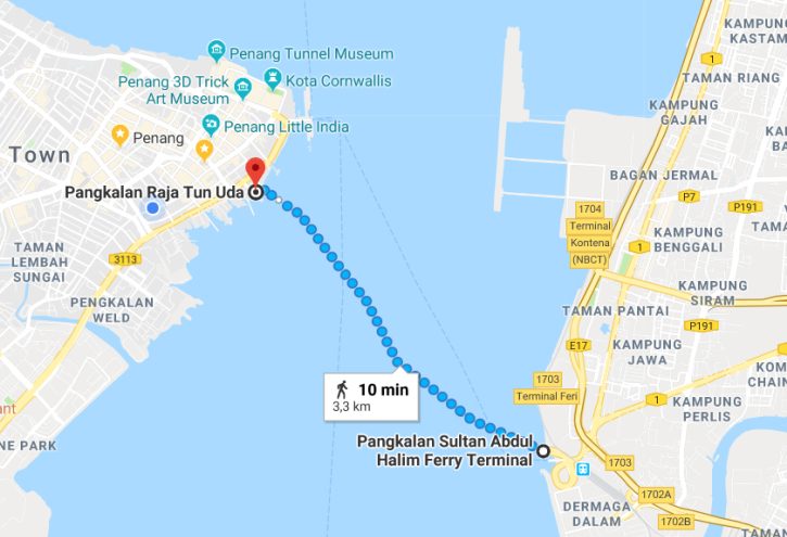 Ferry, Butterworth, Penang, map, google